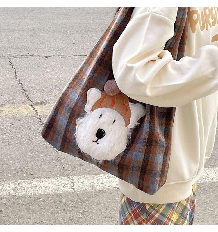 Plaid Dog Applique Tote Bag Product Image