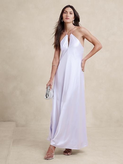 Silk Halter Maxi Dress Product Image