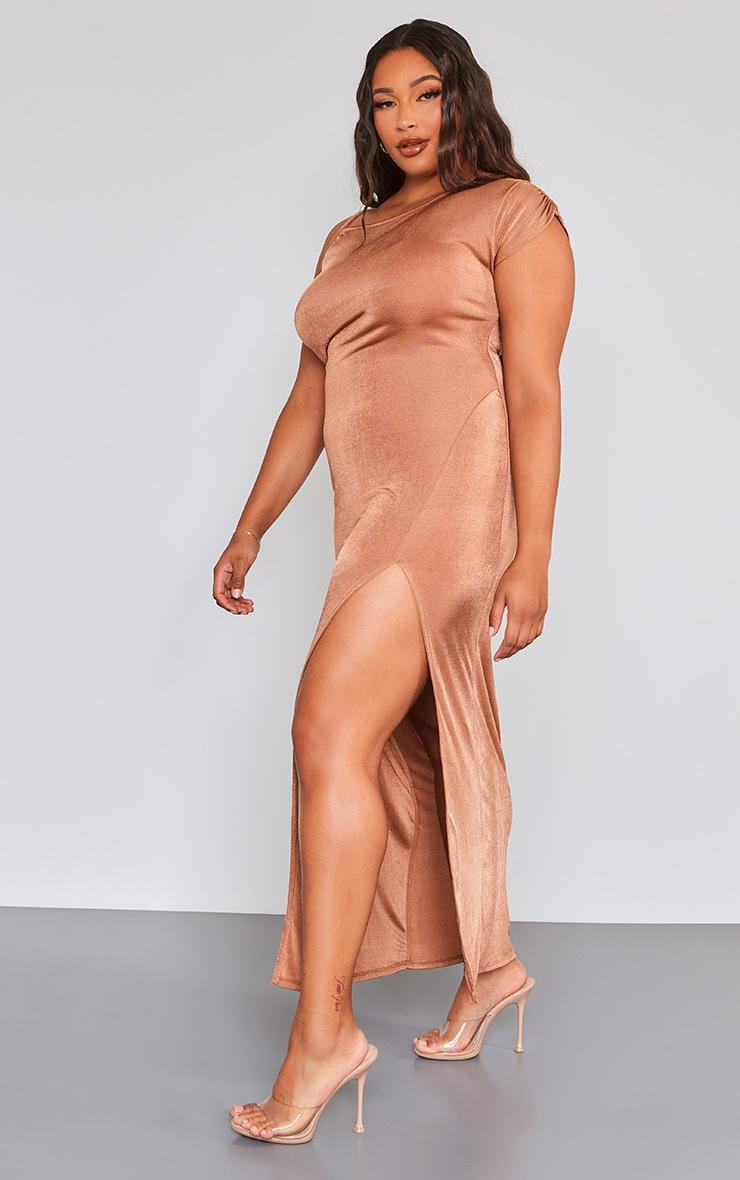 Plus Mocha Slinky Maxi Dress Product Image