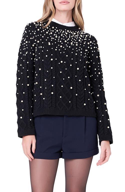 English Factory Imitation Pearl Cable Sweater Product Image