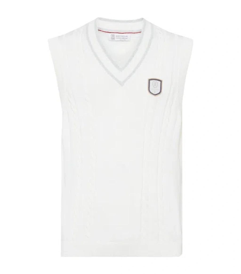 BRUNELLO CUCINELLI Cable-knit Sweater Vest In White Product Image