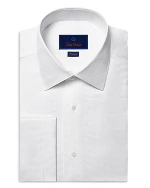 David Donahue Trim Fit Horizontal Rib French Cuff Formal Shirt Product Image