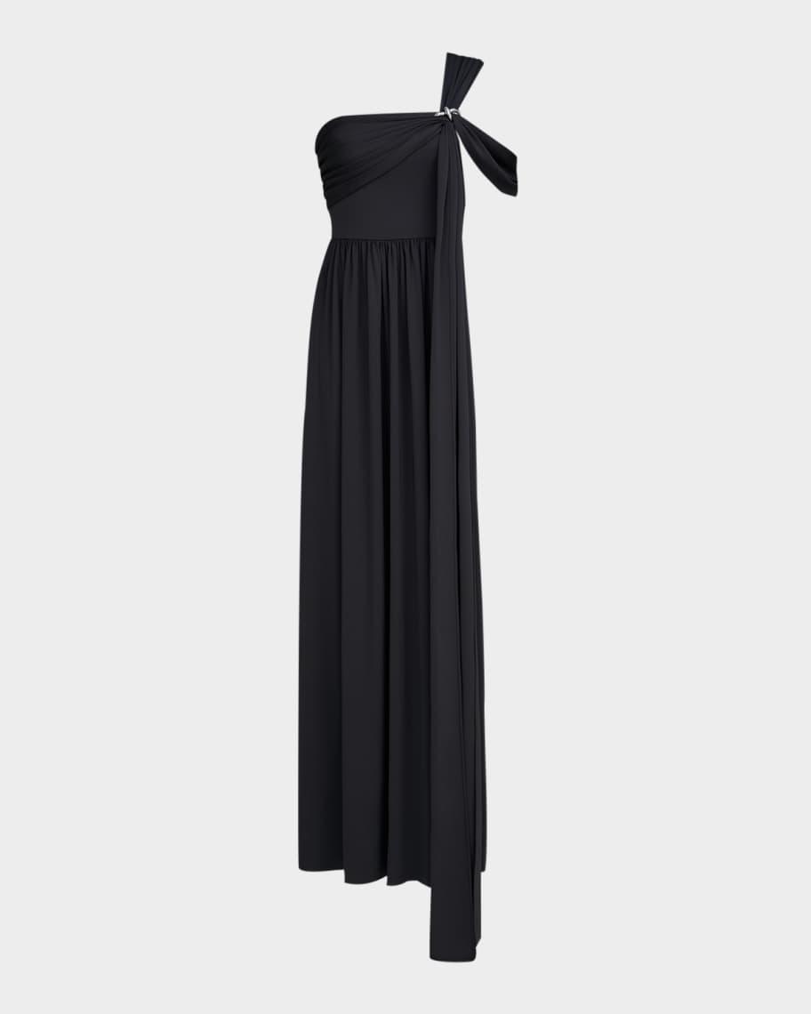 Adena One-Shoulder Draped Jersey Maxi Dress Product Image