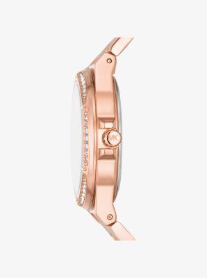 Michael Kors Womens Lennox Three Hand Gold-Tone Stainless Steel Bracelet Watch 37mm Product Image