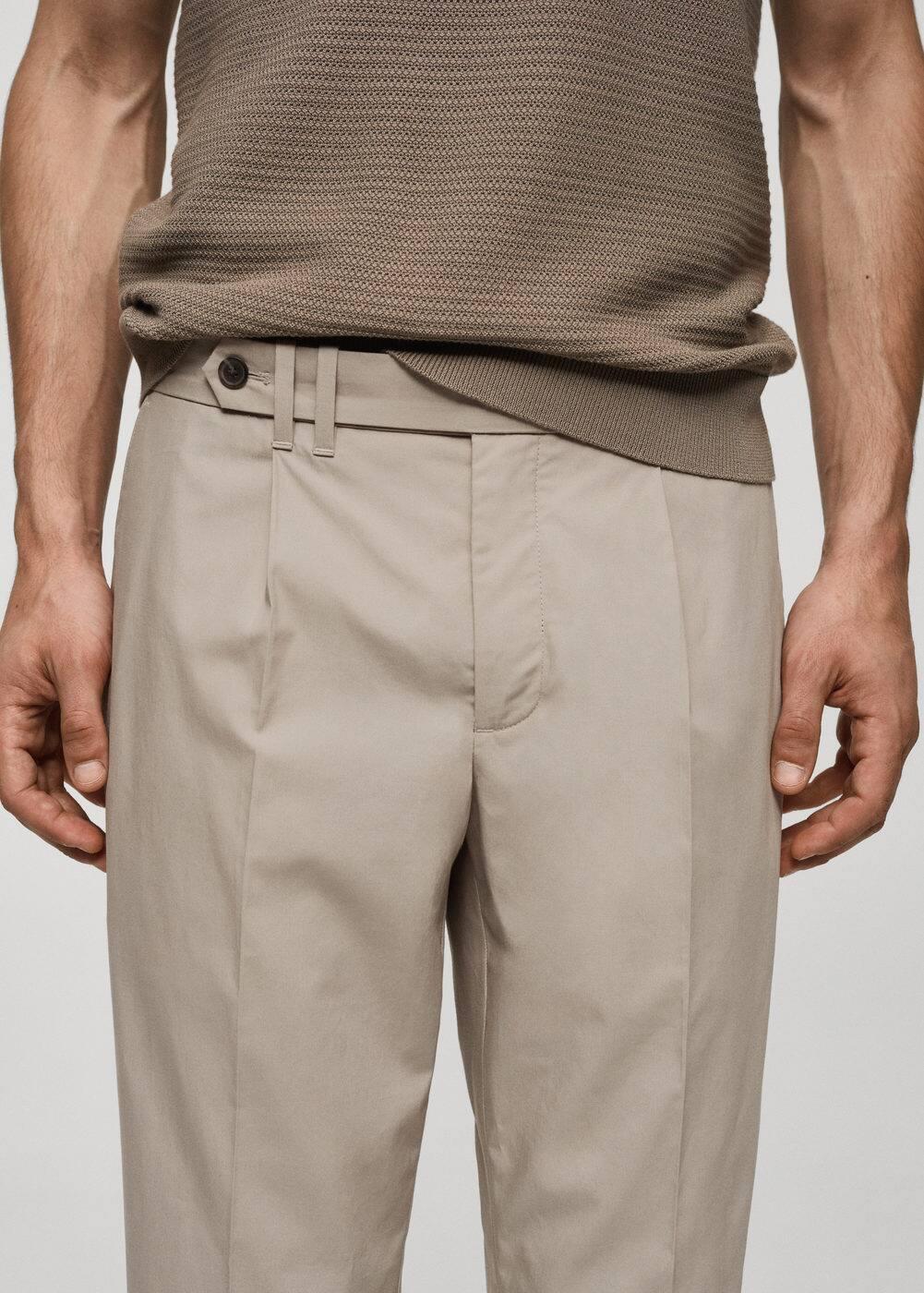 Mango Mens Lyocell Pleated Trousers - Light Product Image