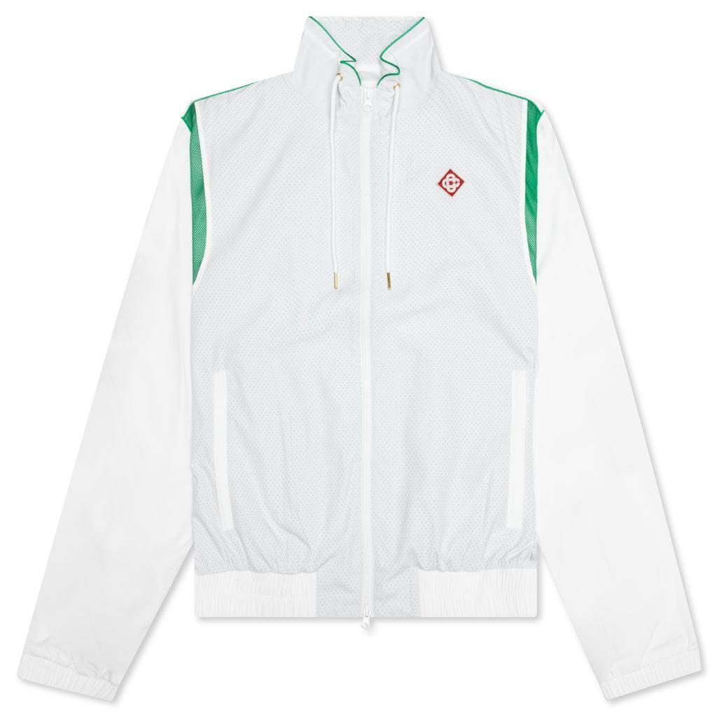 Perforated Layered Track Jacket - White/Green Male Product Image