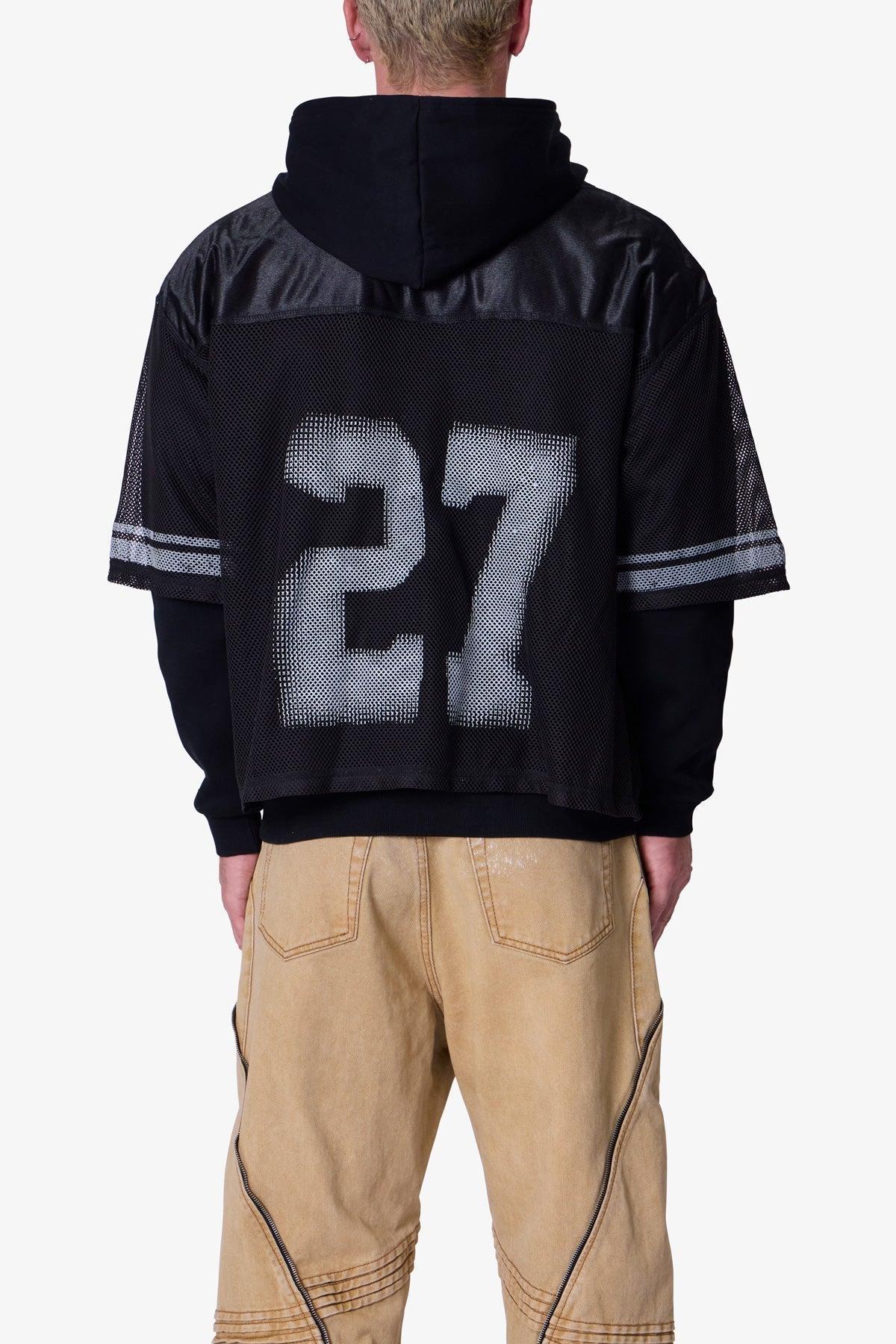 Layered Jersey Hoodie - Black Product Image