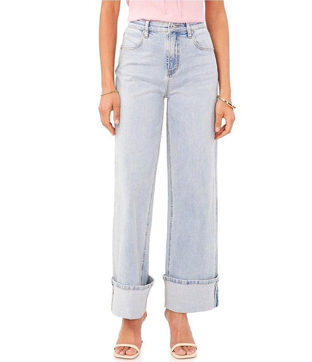 1. STATE Mid Rise Wide Leg Roll Cuff Denim Jeans Product Image