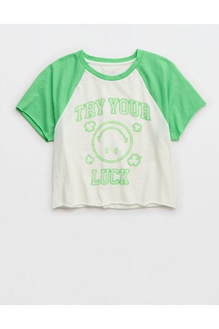 Aerie Smiley Cropped Raglan T-Shirt Women's Product Image