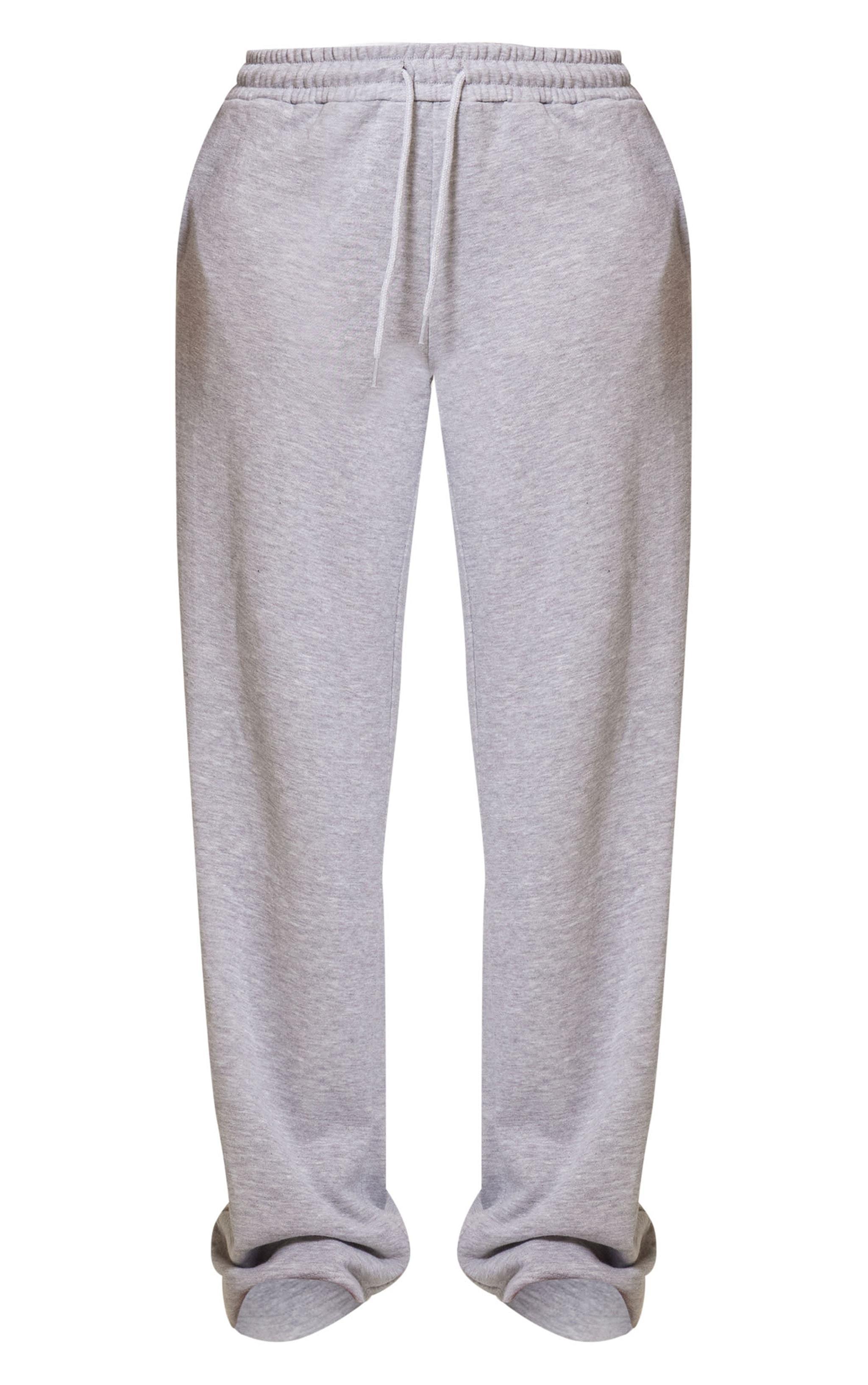 Grey Marl Contrast Piping Detail Wide Leg Sweatpants Product Image