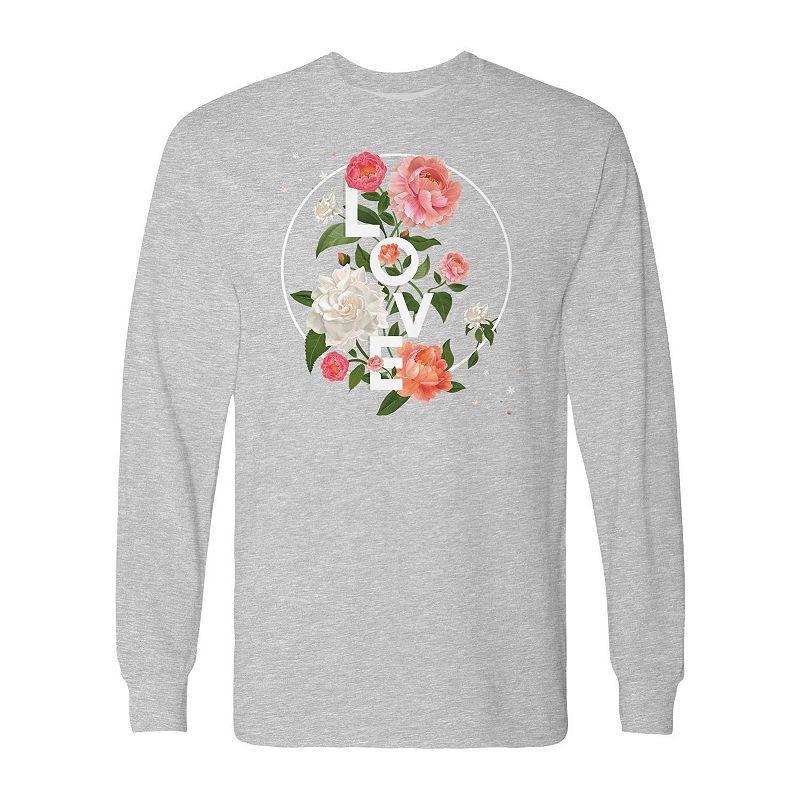 Mens Love And Roses Long Sleeve Graphic Tee Product Image