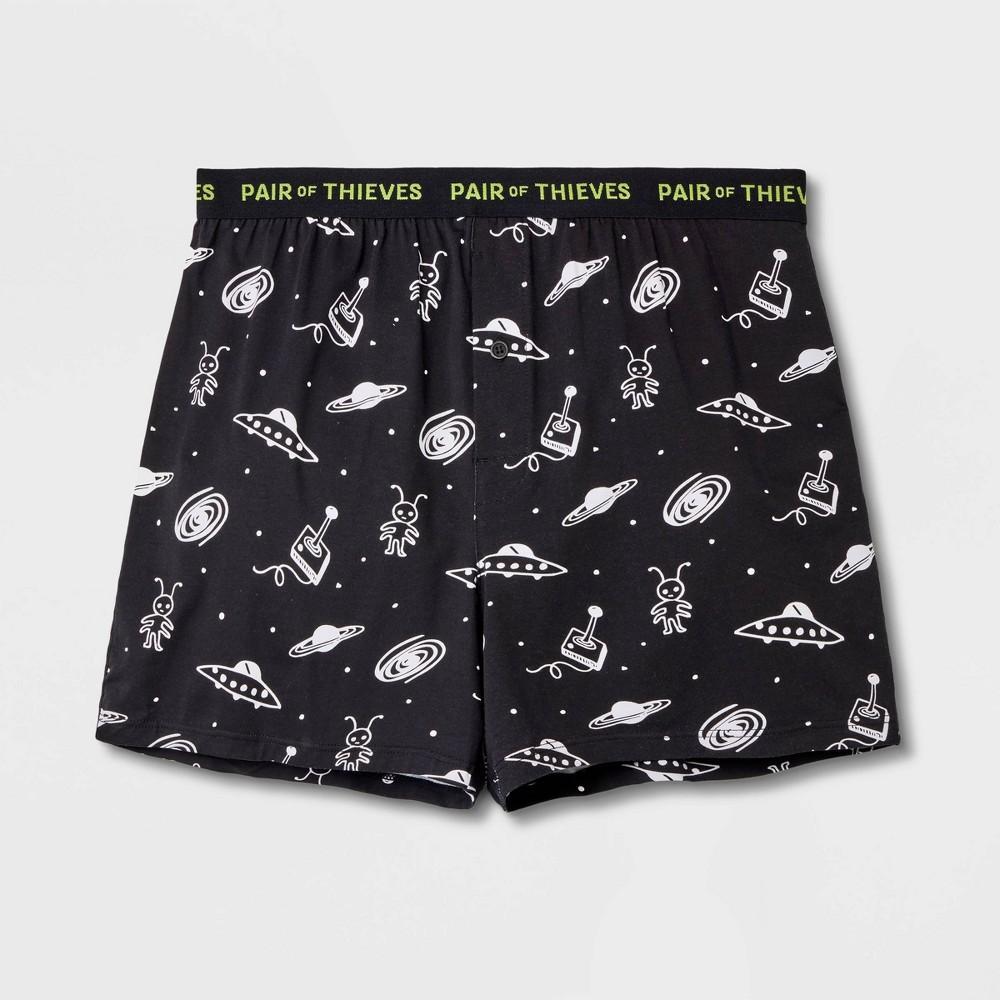 Pair of Thieves Mens Super Soft Boxer Briefs - Black Space Print S: Cotton Blend, Lightweight, Opaque, Jersey Construction Product Image