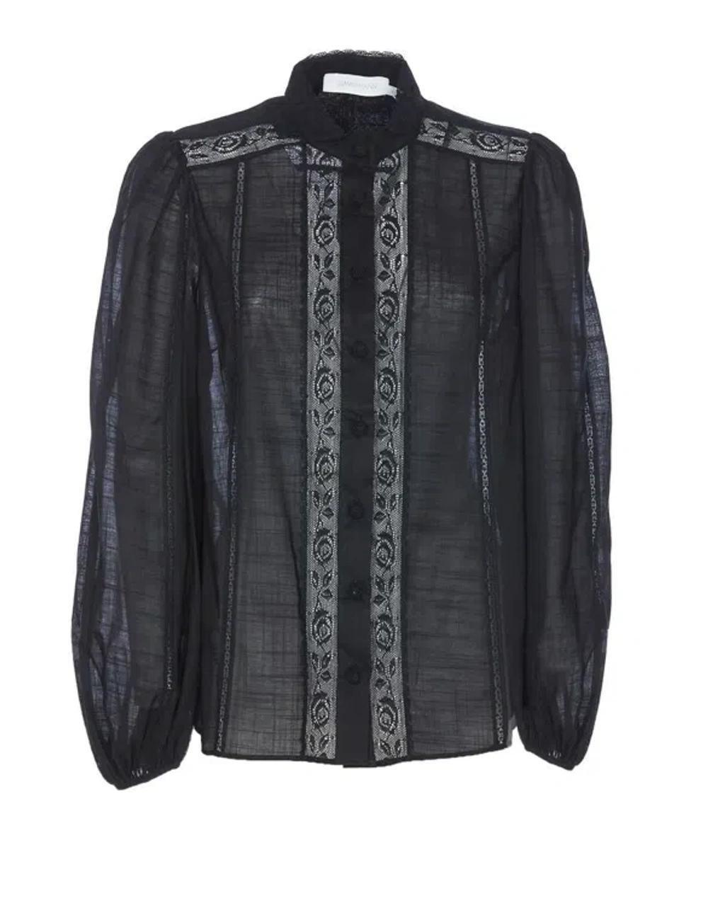 ZIMMERMANN Halliday Lace Trim Shirt In Black Product Image