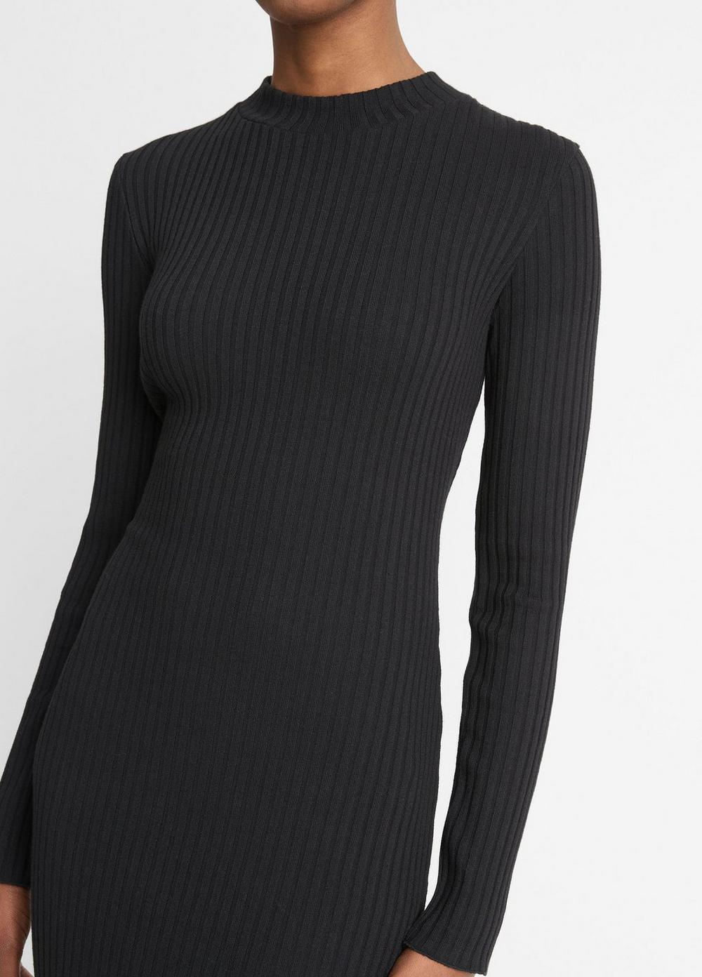 Ribbed Cotton-Blend High-Neck Dress Product Image