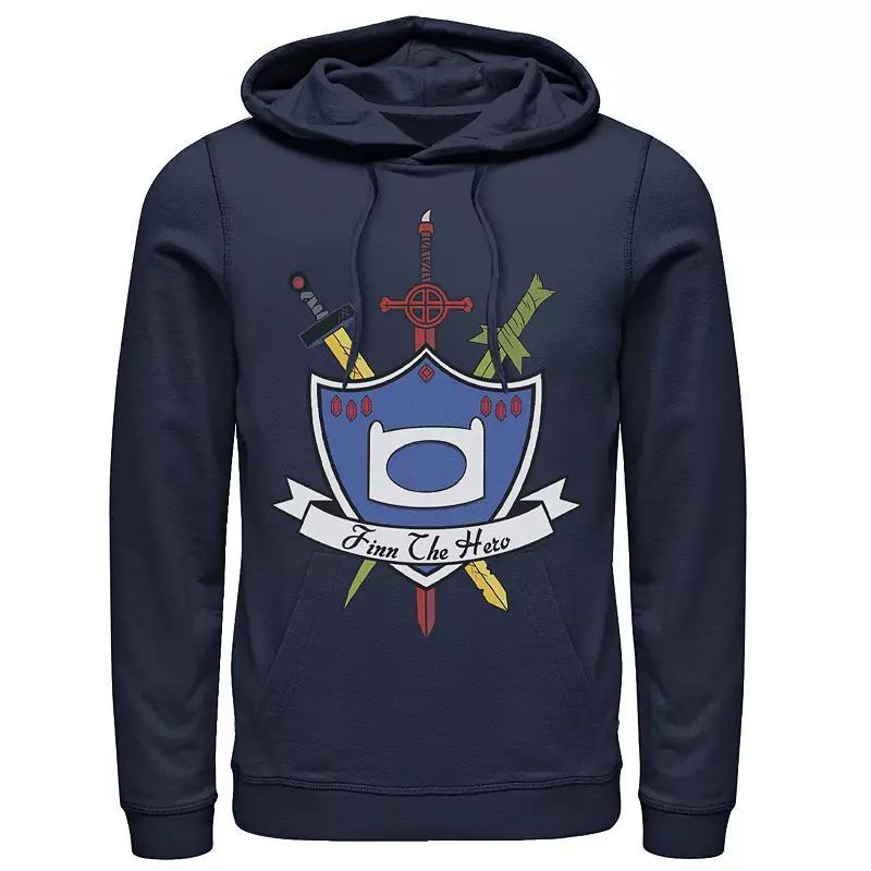 Mens Cartoon Network Adventure Time Finn The Hero Sword And Shield Banner Hoodie Product Image