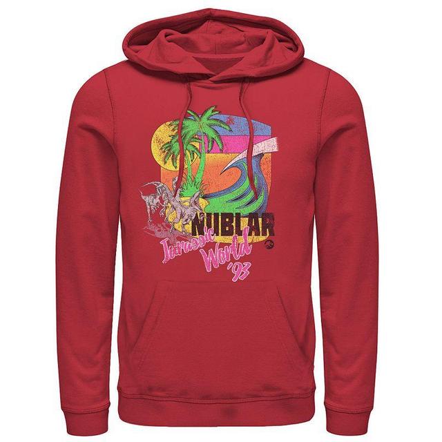 Mens Jurassic World Isla Nublar Raptor Beach Graphic Pullover Hoodie Red Product Image