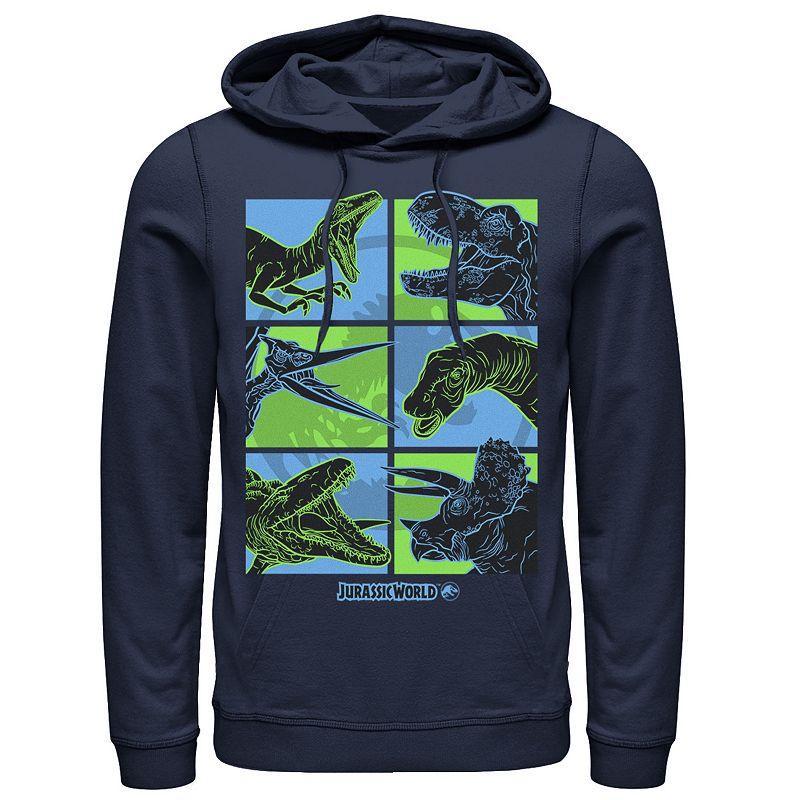 Mens Jurassic World Two Dino Faces Comic Pop Hoodie Grey Heather Product Image