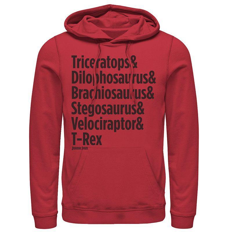 Mens Jurassic Park Dinosaur Name Types Graphic Pullover Graphic Hoodie Product Image