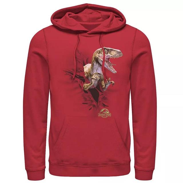 Mens Jurassic Park Velociraptor Tears Through Graphic Pullover Hoodie Product Image