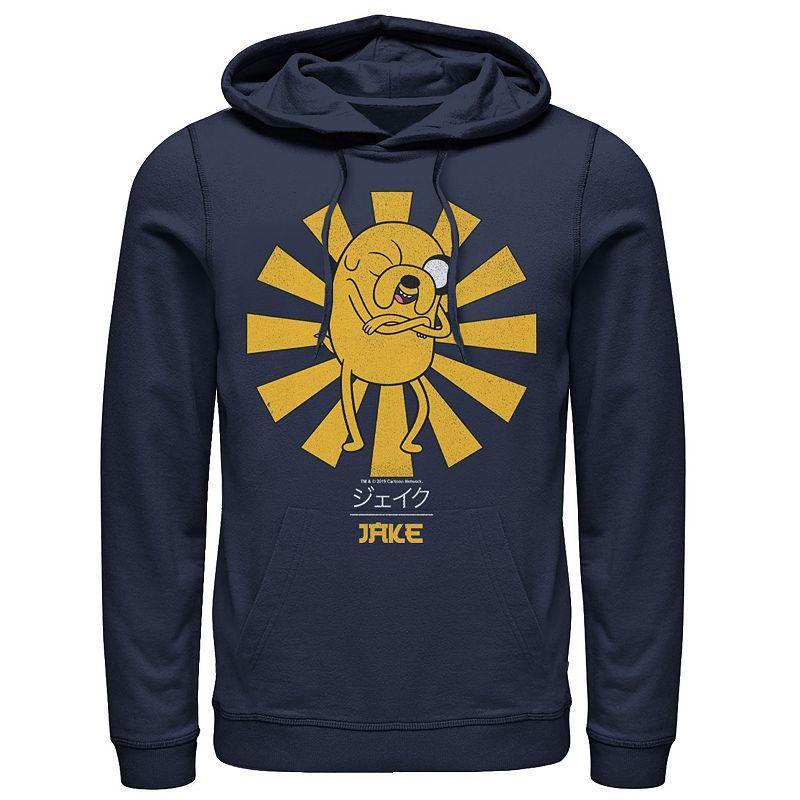 Mens Adventure Time Jake The Dog Kanji Portrait Graphic Pullover Graphic Hoodie Blue Product Image