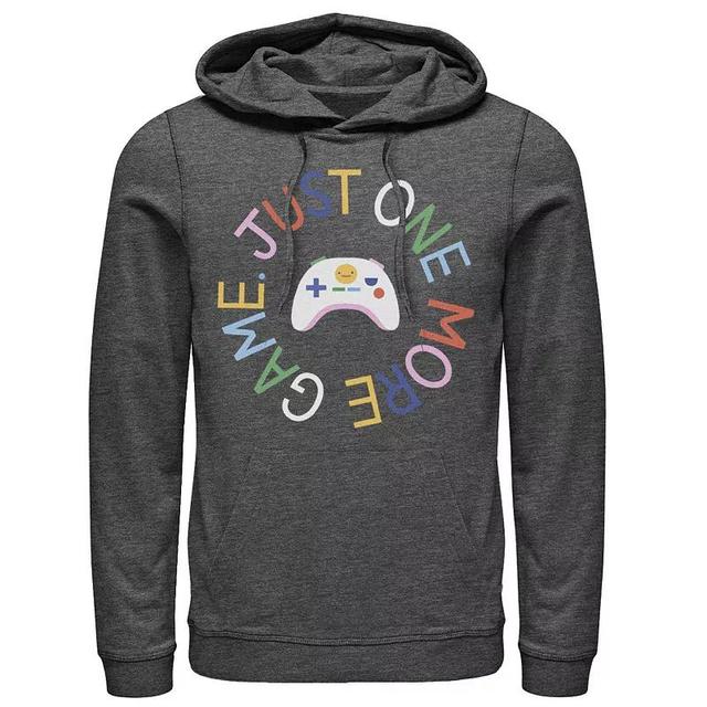 Mens Just One More Game Circled Text Controller Hoodie Dark Grey Product Image