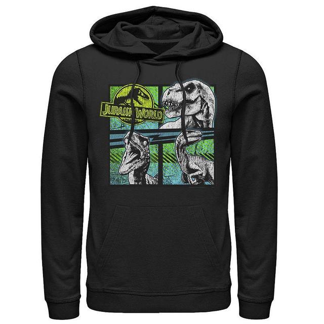 Mens Jurassic World Dinosaurs Group Of 3 Neon Pullover Graphic Hoodie Blue Product Image