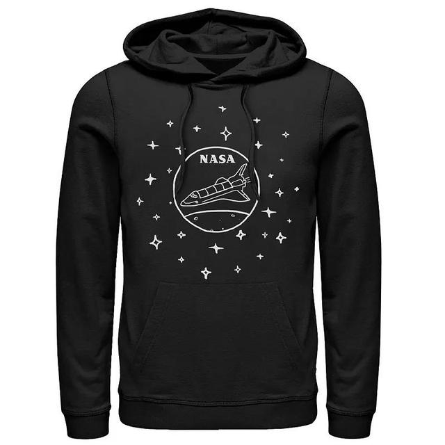 Mens NASA Shuttle Stars Doodle Logo White Sketch Hoodie Product Image