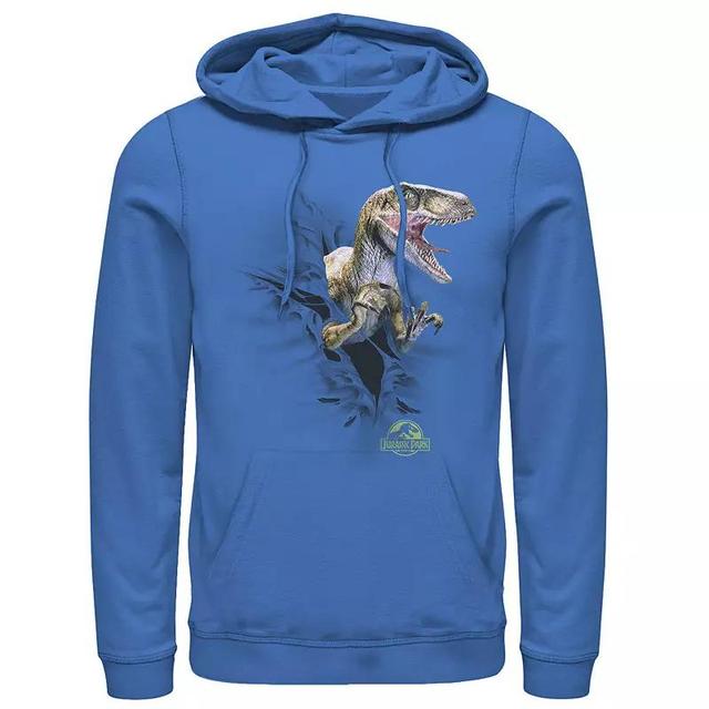 Mens Jurassic Park Velociraptor Tears Through Graphic Pullover Hoodie Product Image