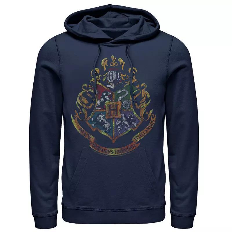 Mens Harry Potter Hogwarts Crest Distressed Graphic Hoodie Blue Product Image