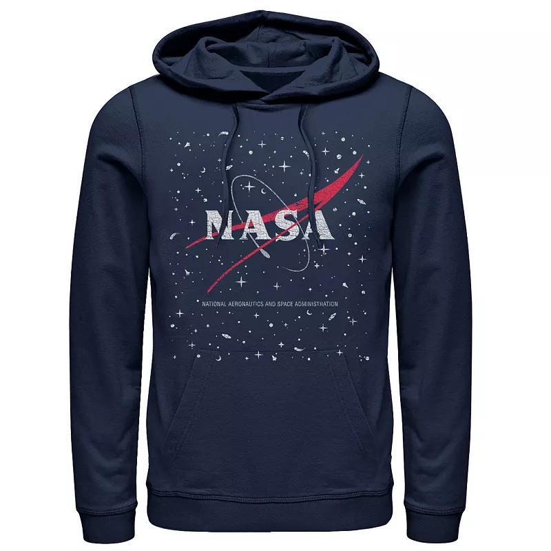 Mens NASA Circle Distressed Space Logo Hoodie Blue Product Image