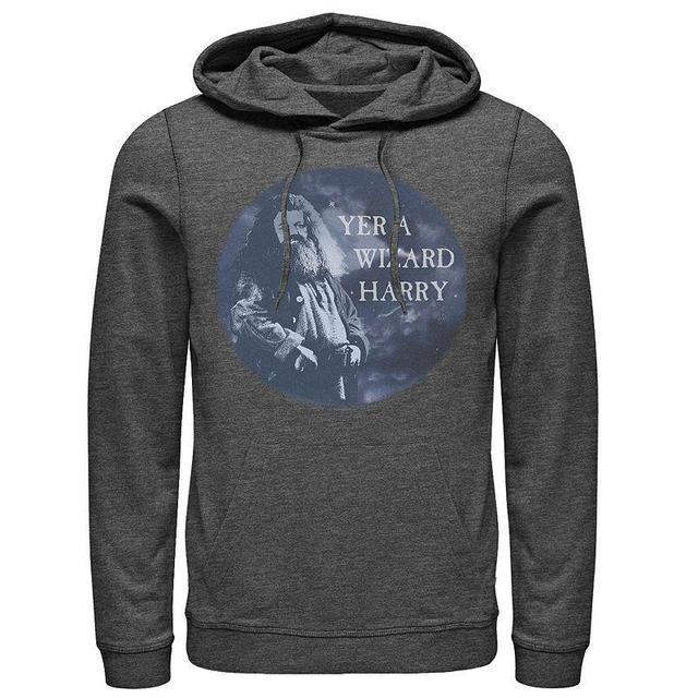 Mens Harry Potter Hagrid Yer A Wizard Harry Portrait Graphic Pullover Hoodie Grey Heather Product Image