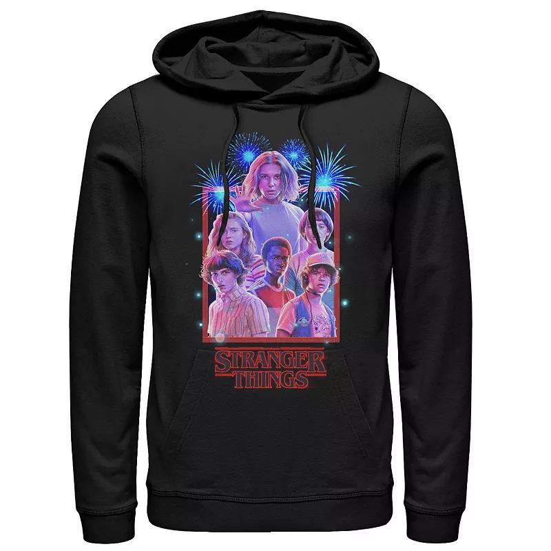 Mens Netflix Stranger Things Group Shot Fireworks Poster Hoodie Product Image