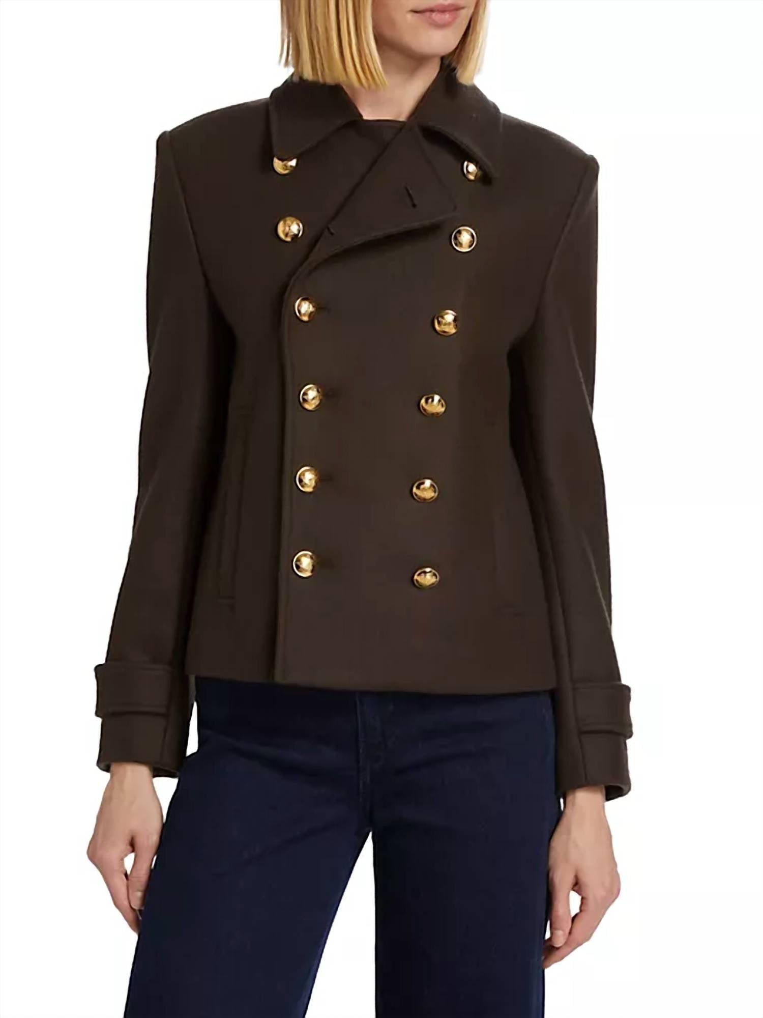 NILI LOTAN Ornella Cropped Peacoat In Cocoa In Brown Product Image