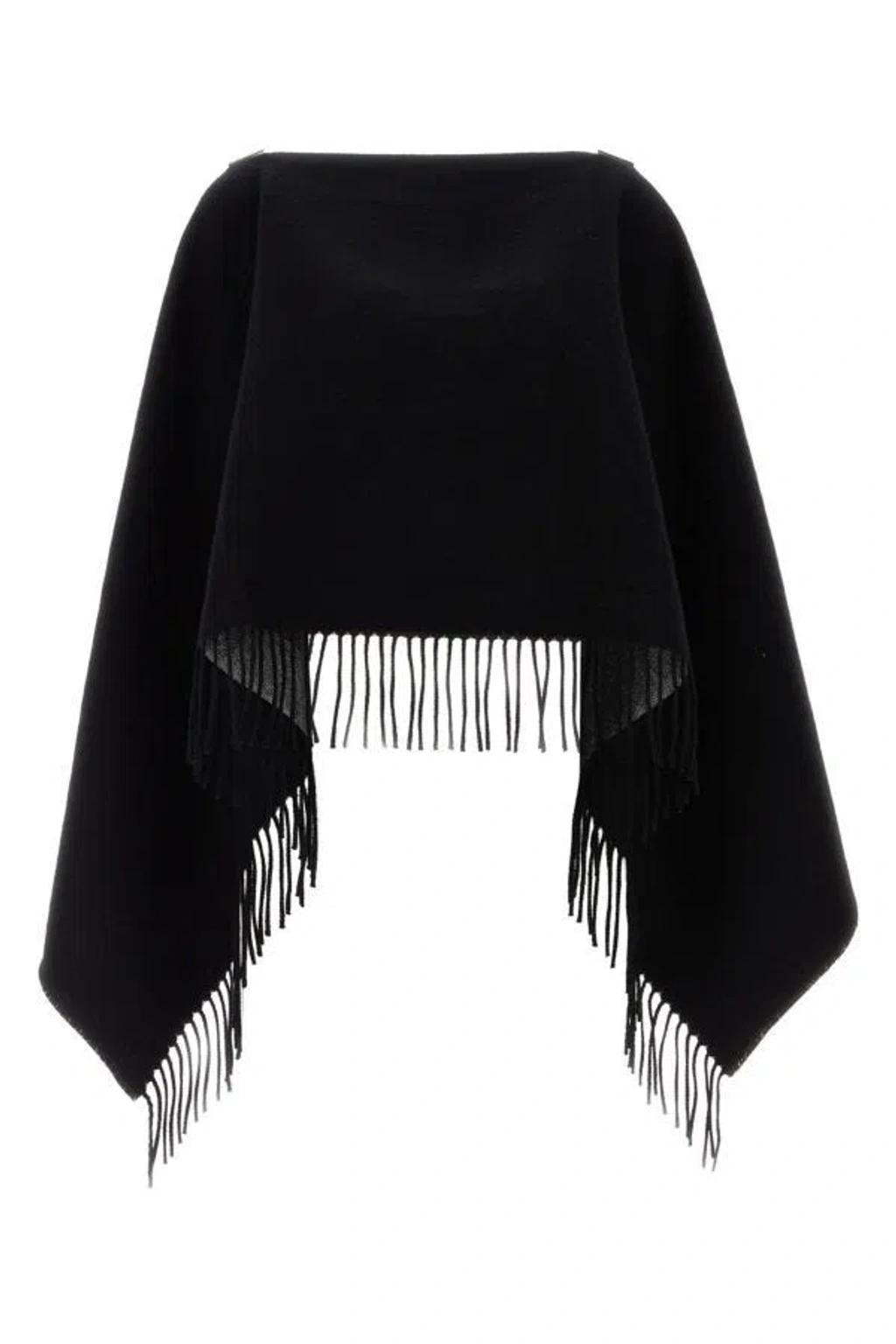 Vlogo Fringed Poncho In Black Product Image