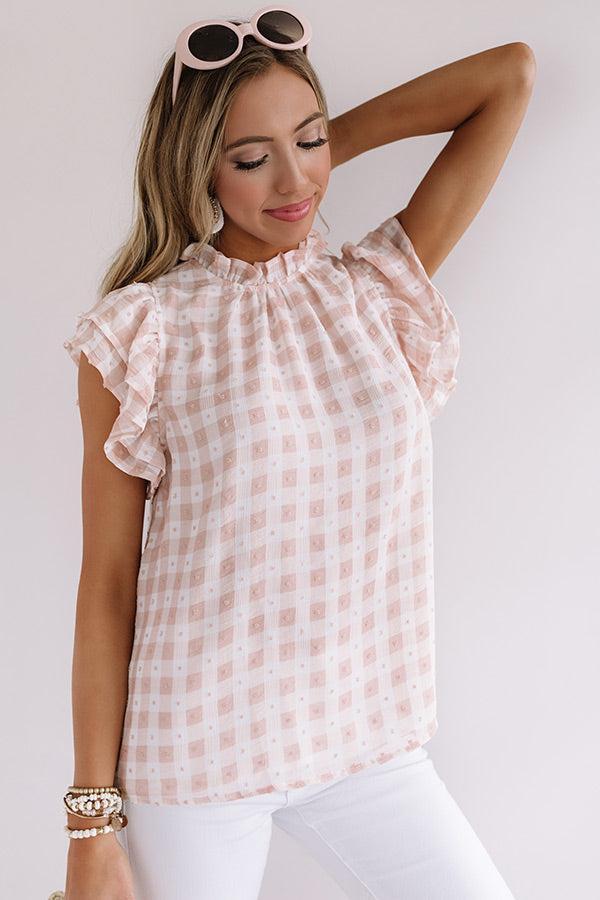 Summer Series Checkered Shift Top In Light Peach Product Image