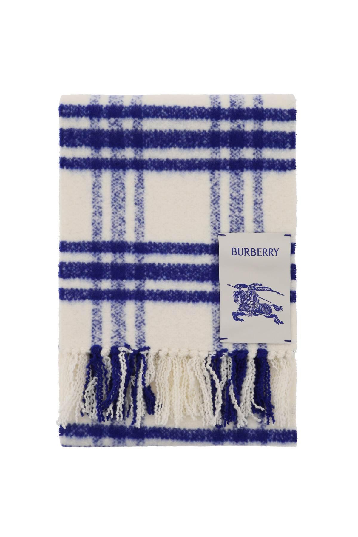 BURBERRY Check Wool Scarf In Blue Product Image