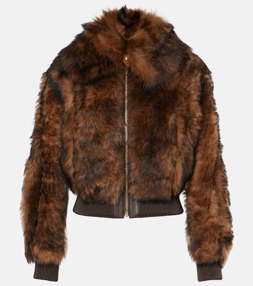 ZIMMERMANN Illustration Shearling Fur Jacket In Brown Product Image