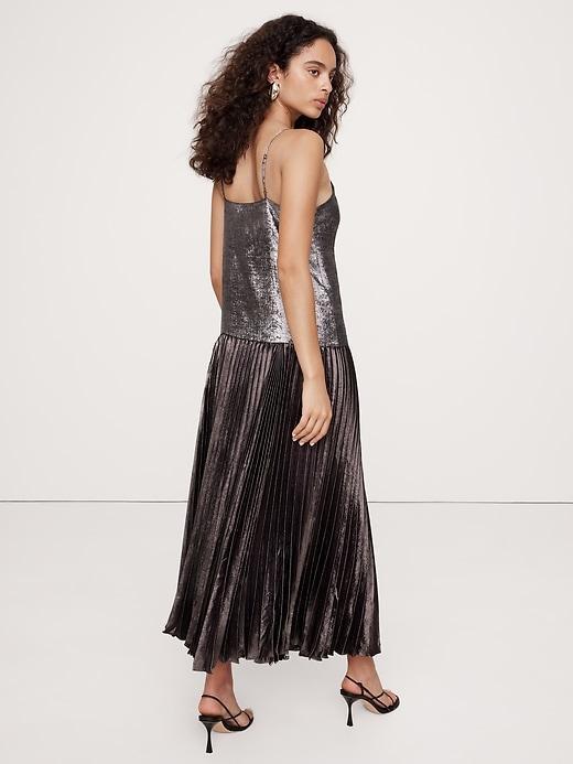 Pleated Drop-Waist Maxi Dress Product Image