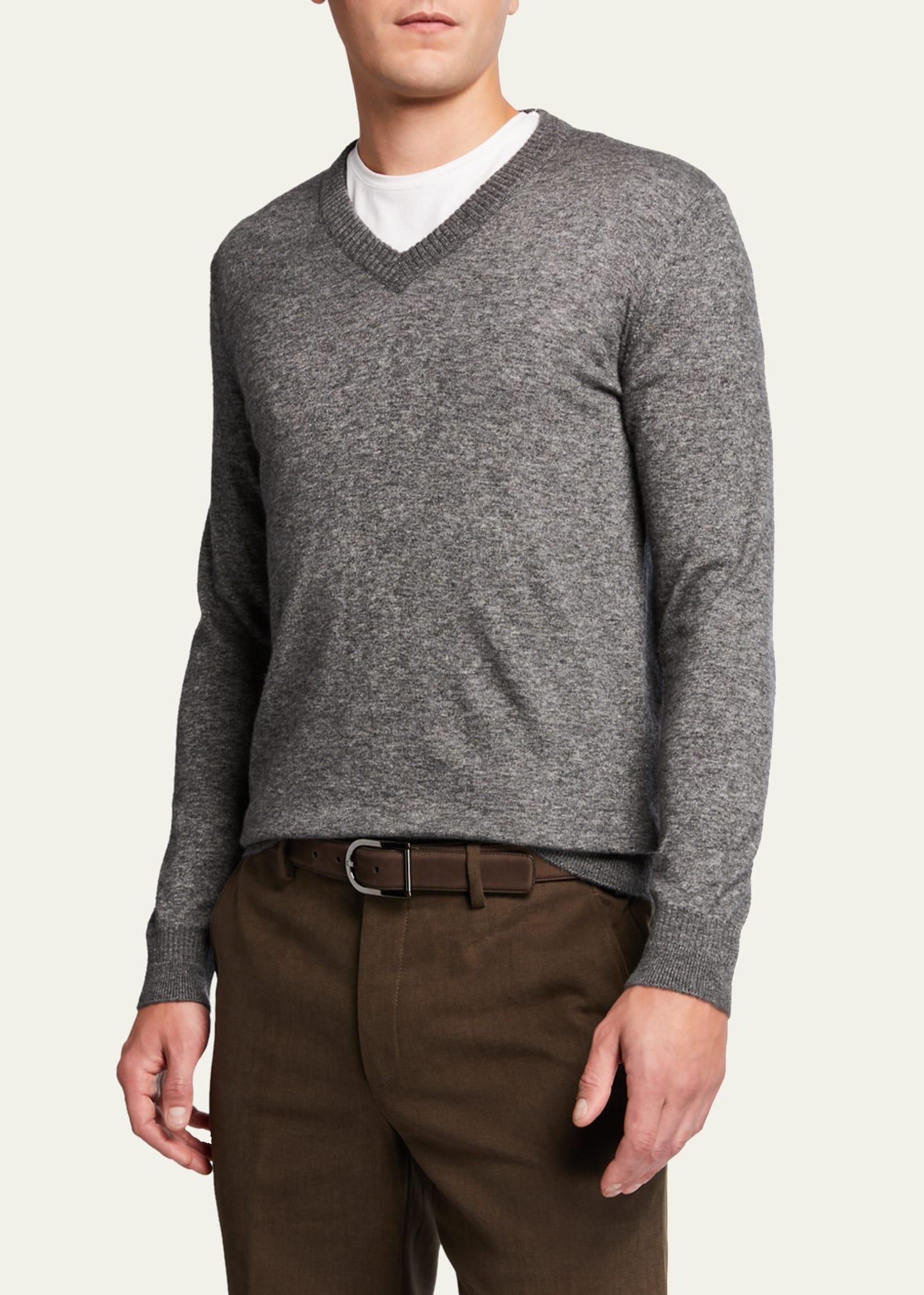 Mens Cashmere-Silk V-Neck Sweater Product Image