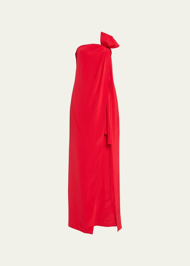 Bustier Dress With Drape In Silk Crepe, 8, Vermilion, Adam Lippes Winter 2023 Product Image