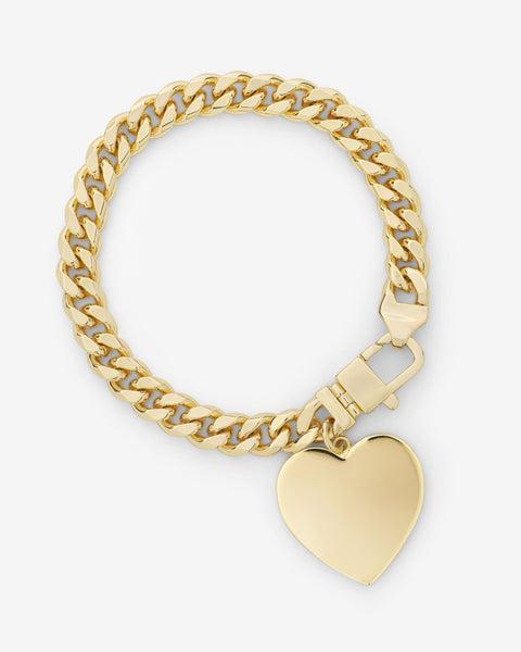 Julian XL Heart Cuban Chain Bracelet - Gold Product Image