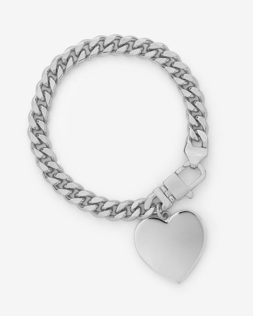 Julian XL Heart Cuban Chain Bracelet - Silver Product Image