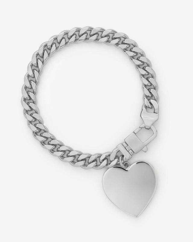 Julian XL Heart Cuban Chain Bracelet - Silver Product Image