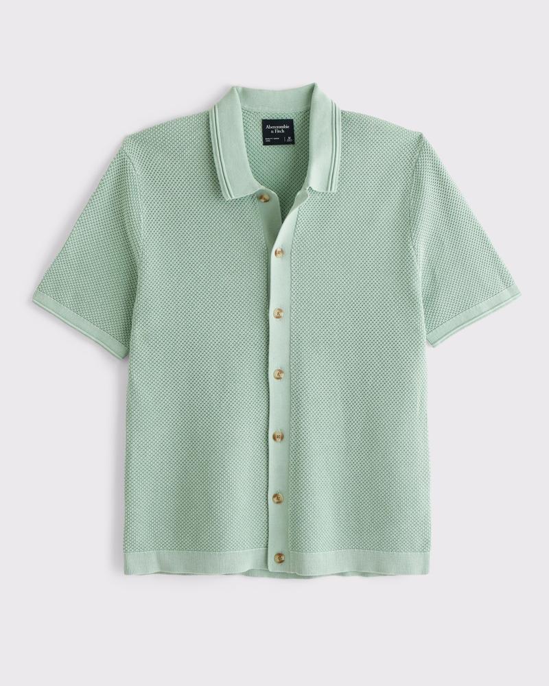 Garment-Dye Button-Through Sweater Polo Product Image