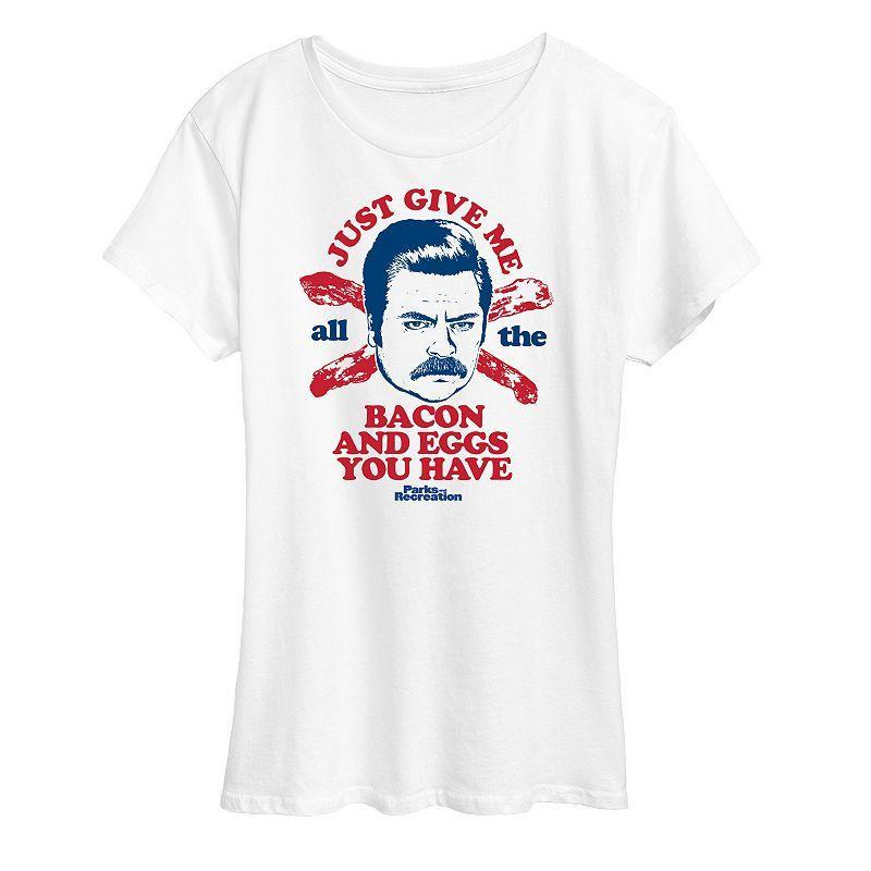 Womens Parks & Rec Ron Bacon Eggs Graphic Tee, Girls Product Image