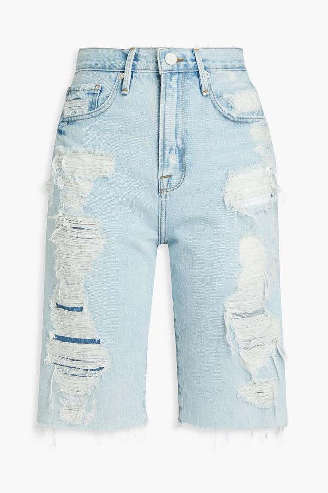 Le Vintage Bermuda Distressed Denim Shorts In Blue Product Image