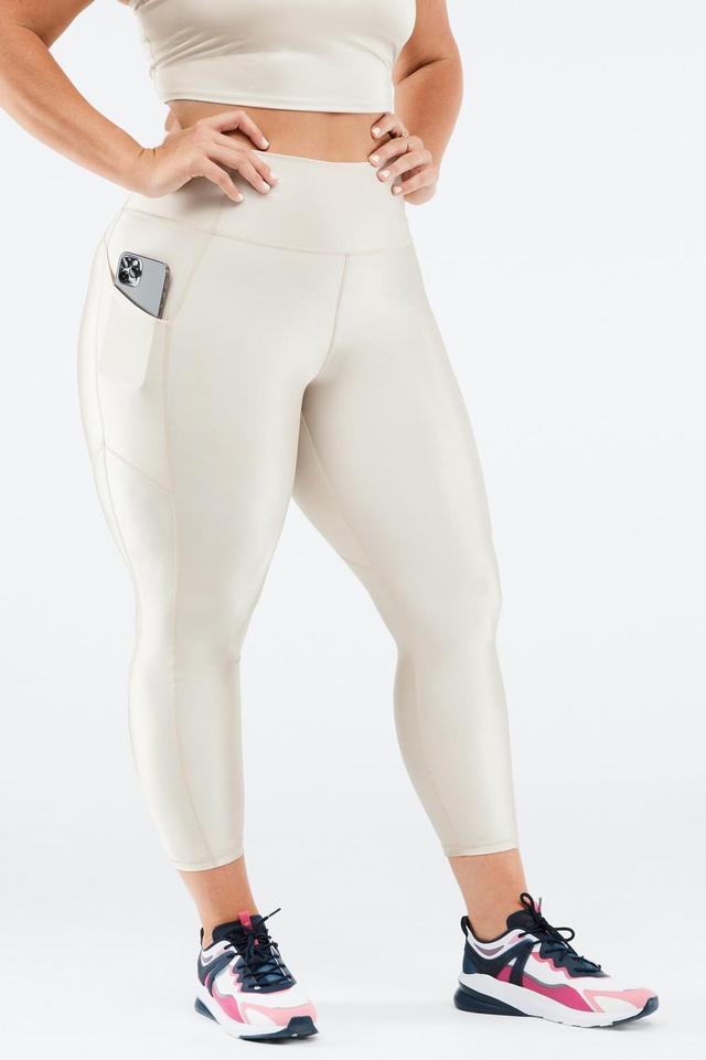 Fabletics Oasis High-Waisted Shine 7/8 Legging Womens Grey Mist Shine Size XXS Product Image