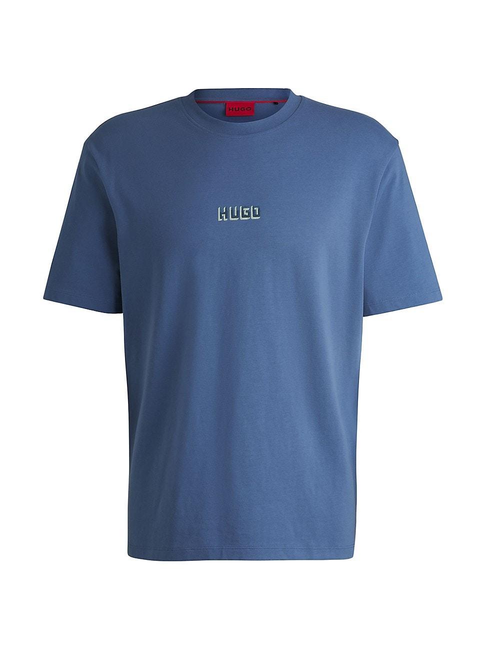 Mens Relaxed-Fit T-Shirt in Cotton with Large Rear Logos Product Image