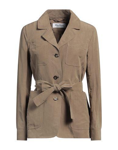 MAX MARA Woman Jacket Sand Size 12 Linen, Silk In Beige Product Image