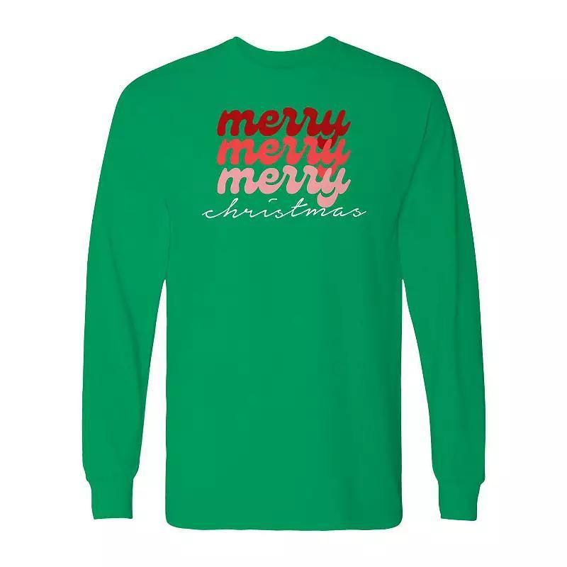 Mens Merry Christmas Coloured Long Sleeve Graphic Tee Product Image